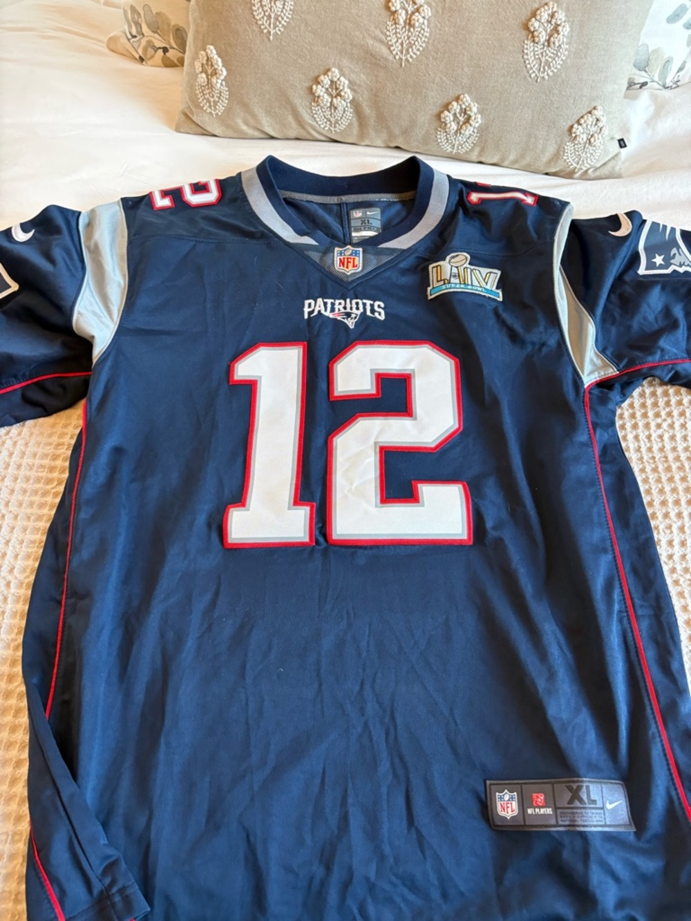 Nike Tom Brady White Red #12 Patriots Football Jersey